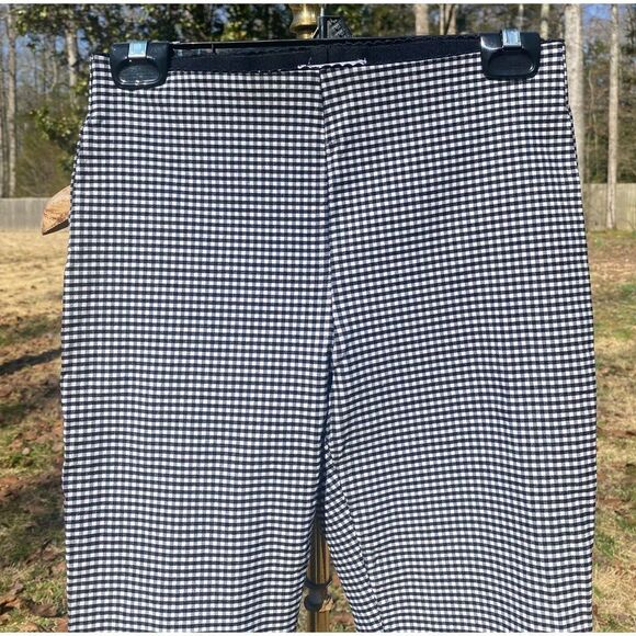 Elle Black Gingham Check Skinny Ankle Stretch Pants - Picture 3 of 7